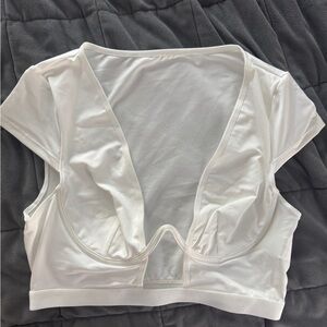 SHEIN Low Cut White Crop Top